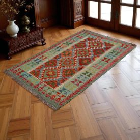   Dywan kilim Chobi 155x98 – ręcznie tkany z wełny w Afganistanie