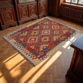   Dywan kilim Chobi 147x110 – ręcznie tkany z wełny w Afganistanie