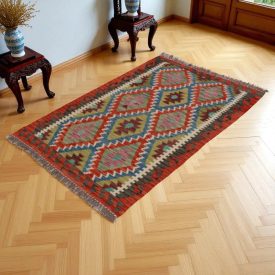   Ręcznie tkany kilim Chobi 142x100 – z wełny, z Afganistanu
