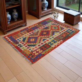   Dywan kilim Chobi 144x99 – ręcznie tkany z wełny w Afganistanie