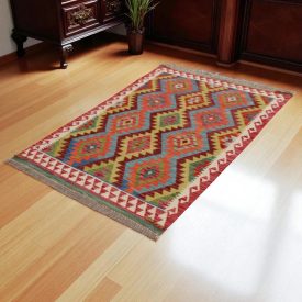   Ręcznie tkany kilim Chobi 141x100 – z wełny, z Afganistanu