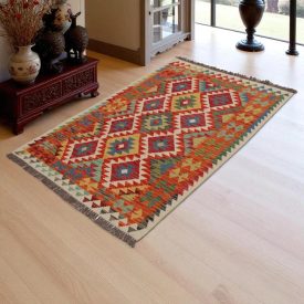  Dywan kilim Chobi 157x102 – ręcznie tkany z wełny w Afganistanie