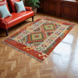   Dywan kilim Chobi 145x100 – ręcznie tkany z wełny w Afganistanie