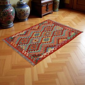   Ręcznie tkany kilim Chobi 138x103 – z wełny, z Afganistanu