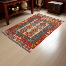  Ręcznie tkany kilim Chobi 138x101 – z wełny, z Afganistanu