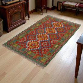   Dywan kilim Chobi 154x98 – ręcznie tkany z wełny w Afganistanie