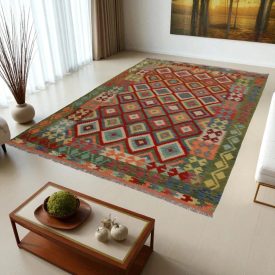 Dywan Kilim wełniany Chobi 203x294 Kilim ręcznie tkany