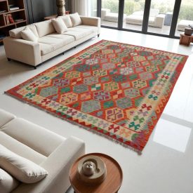   Dywan kilim Chobi 203x292 – ręcznie tkany z wełny w Afganistanie