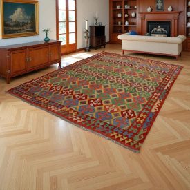   Dywan kilim Chobi 253x360 – ręcznie tkany z wełny w Afganistanie