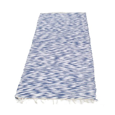 Dywan szmaciany 74x201 niebieski-biały szmaciany dywan bawełniany
