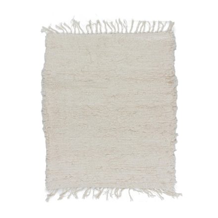 Puszysty dywan beżowy 79x89 miękki dywan szmaciany