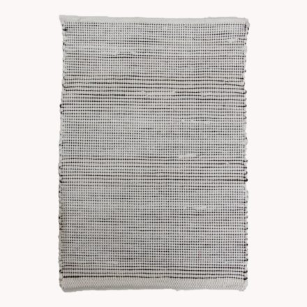 Dywan szmaciany 54x84 biały-czarny szmaciany dywan bawełniany