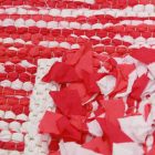 Dywan szmaciany 70x143 czerwony dywan bawełniany