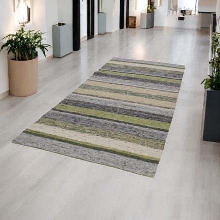 Chodnik wełniany nowoczesny Rustic 128x308 zöld szőnyeg