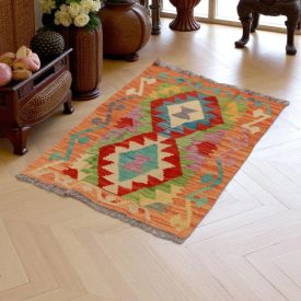   Etniczny dywan kilim Chobi 95x64 – ręcznie tkany z wełny w Afganistanie