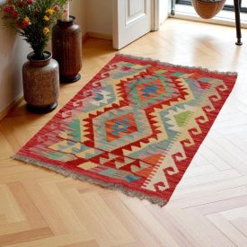   Etniczny dywan kilim Chobi 98x68 – ręcznie tkany z wełny w Afganistanie