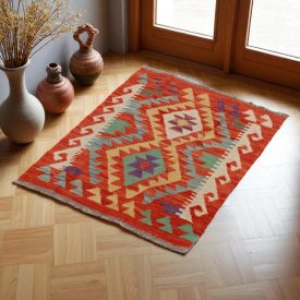Ręcznie tkany kilim Chobi 62x86 – z wełny, z Afganistanu