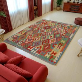 Dywan Kilim Chobi 182x234 ręcznie tkany afgański kilim