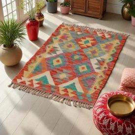   Dywan kilim Chobi 65x89 – ręcznie tkany z wełny w Afganistanie