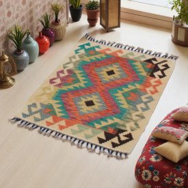 Ręcznie tkany kilim Chobi 63x84 – z wełny, z Afganistanu