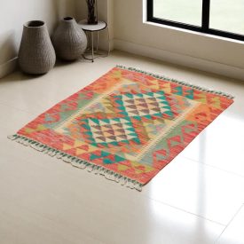   Dywan kilim Chobi 74x64 – ręcznie tkany z wełny w Afganistanie