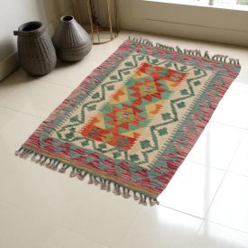 Ręcznie tkany kilim Chobi 62x96 – z wełny, z Afganistanu