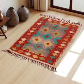   Dywan kilim Chobi 89x61 – ręcznie tkany z wełny w Afganistanie