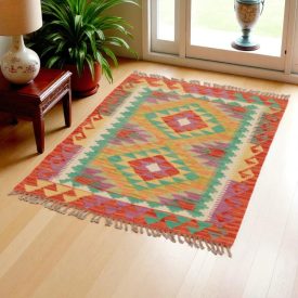 Etniczny Kilim Chobi 121x84 ręcznie tkany dywan kilim