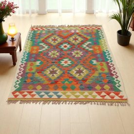   Dywan Kilim Chobi 163x105 ręcznie tkany afgański kilim z wełny