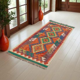 Dywan Kilim Chobi 67x194 ręcznie tkany afgański kilim