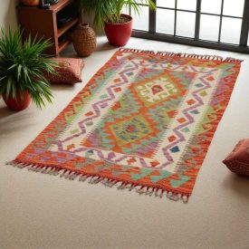 Kilim Afgański Chobi 131x81 – ręcznie tkany, etniczny
