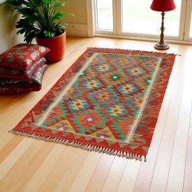 Etniczny Kilim Chobi 147x101 ręcznie tkany dywan kilim