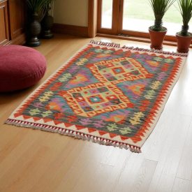   Dywan kilim Chobi 117x87 – ręcznie tkany z wełny w Afganistanie