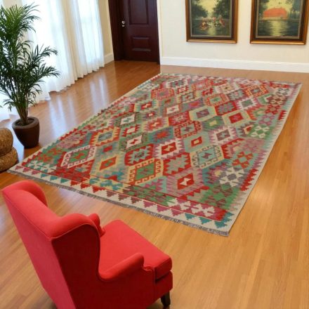 Dywan Kilim Chobi 253x179 ręcznie tkany afgański kilim z wełny