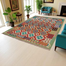   Dywan kilim Chobi 205x293 – ręcznie tkany z wełny w Afganistanie