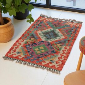   Etniczny dywan kilim Chobi 94x66 – ręcznie tkany z wełny w Afganistanie
