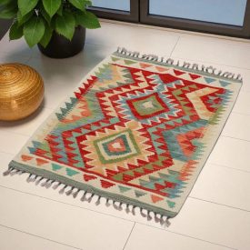   Etniczny dywan kilim Chobi 95x70 – ręcznie tkany z wełny w Afganistanie