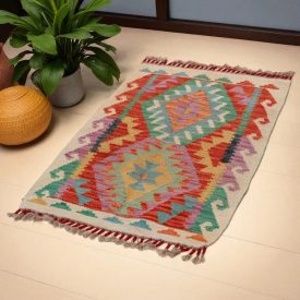   Etniczny dywan kilim Chobi 96x61 – ręcznie tkany z wełny w Afganistanie