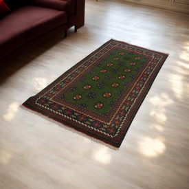   Orientalny chodnik Aqcha Bukhara 96x205 ręcznie wiązany dywan afgański