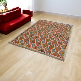  Dywan Kilim wełniany Chobi 154x204 ręcznie tkany Kilim afgański