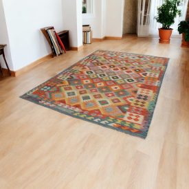   Kilim wełniany Chobi 198x296 – ręcznie tkany z Afganistanu