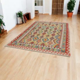   Ręcznie tkany kilim Chobi 196x296 – z wełny, z Afganistanu