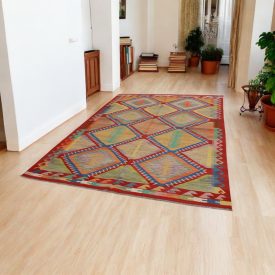   Etniczny dywan kilim Chobi 202x297 – ręcznie tkany z Afganistanu