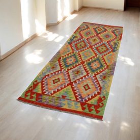   Chodnik Kilim ręcznie tkany 88x290 dywan Kilim wełniany afgański