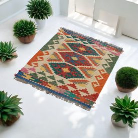 Ręcznie tkany kilim Chobi 62x87 – z wełny, z Afganistanu
