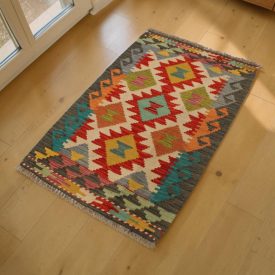 Ręcznie tkany kilim 60x90 – z wełny, z Afganistanu