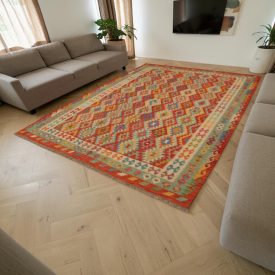   Dywan kilim Chobi 261x347 – ręcznie tkany z wełny w Afganistanie