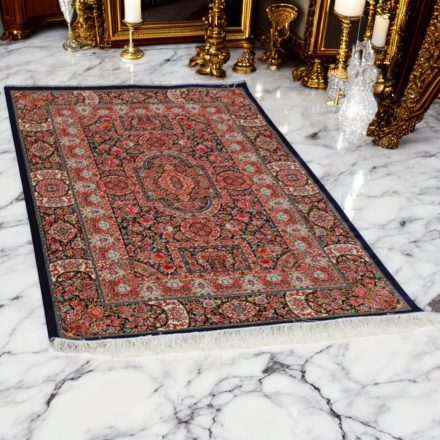Dywan jedwabny Baharan kobalt niebieski 100x150 wysokiej jakości dywan z jedwabiu wiskozowego z Iranu