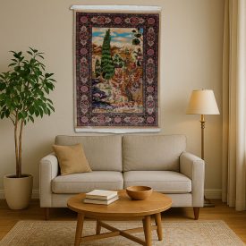   Dywan jedwabny Motyw Ogrodowy beżowy 100x150 irański dywan z jedwabiu wiskozowego