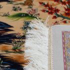 Dywan jedwabny Motyw Ogrodowy beżowy 100x150 irański dywan z jedwabiu wiskozowego